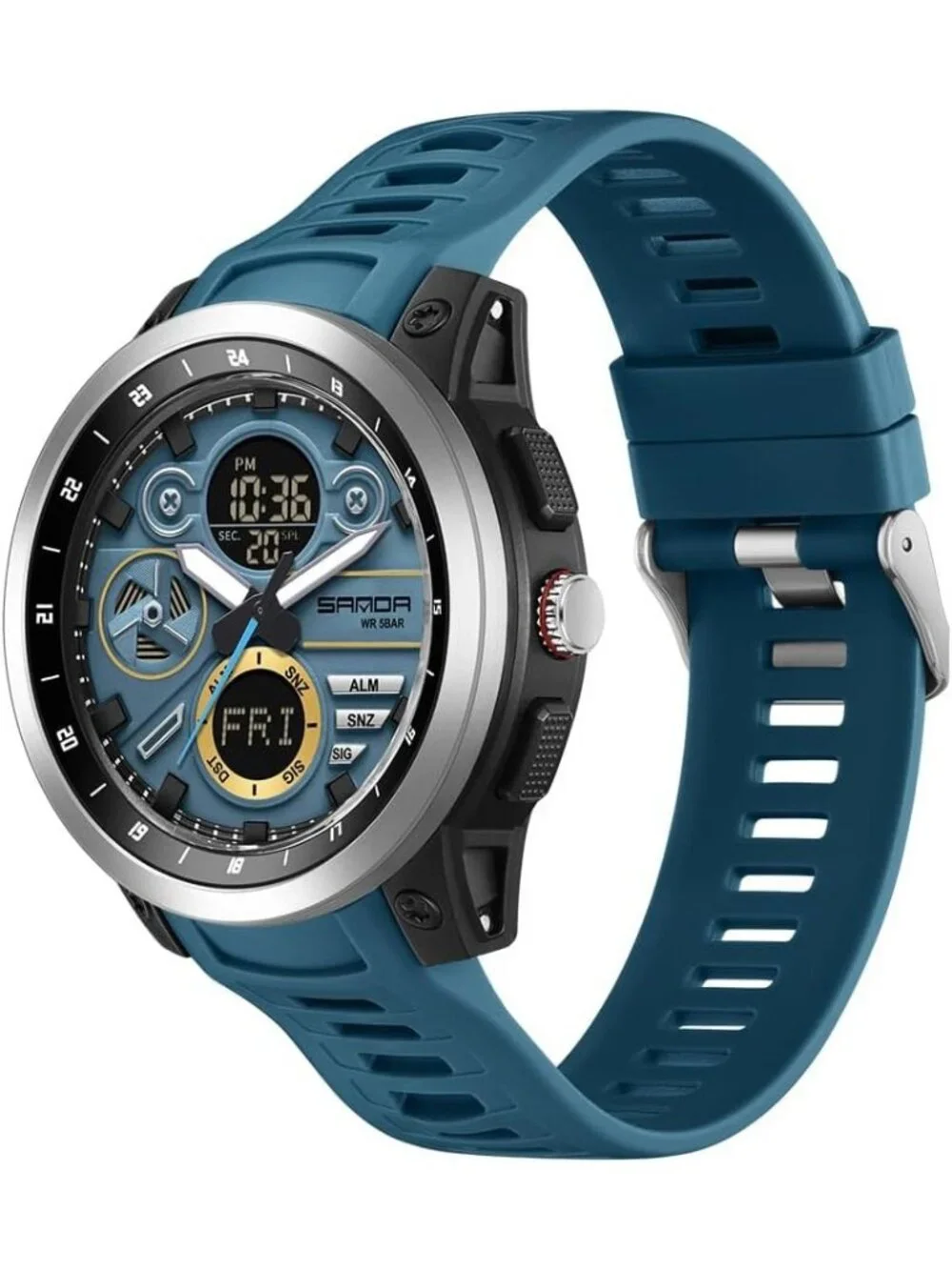 Men's Blue Analog Quartz Stainless Steel Military Electronic LED Digital Watch